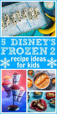 5 Disney's Frozen 2-Inspired Recipes for Kids | Healthier snack and dessert ideas for children, perfect for parties! #Disney #Frozen2 #Anna #Elsa #Olaf #DisneyParty #partyideas #dessert #snack #kidssnacks #snackideas #dessertideas (AD) Disneyland Recipes, Family Movie Night Snacks, Disney Inspired Recipes