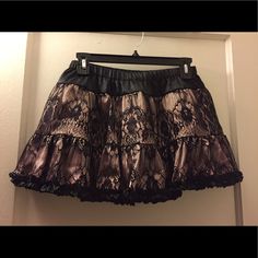 Nwot Pink Mini Skirt With Black Lace From Japan. 13" Length And 13" Waist. It Stretches. Girly Closet, Pink Mini Skirt, Pink Mini, Pink Black, Black Lace, Mini Skirt, Pink Ladies, Womens Skirt, Black Pink