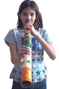 the girl is drinking out of her colorful tube