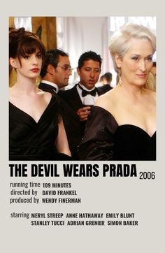 the devil wears prada poster with two women in black dresses and men in tuxedos