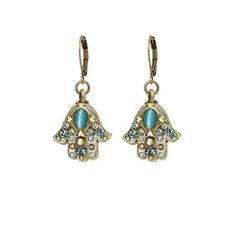 A bold and vibrant pair of small hamsa earrings , plated in 24k gold and handcrafted with glass cabochons and beads. This unique pair of earrings glows with iridescence. Perfect for adding a pop of color to your everyday look.What is a Hamsa? The Hamsa is a symbol of luck intended to ward off negative energy and jealousy. The use of this symbol can be traced as far back as ancient Mesopotamia. Today the Hamsa continues to serve as a lucky talisman and can be found in cultures around the world. M Cultures Around The World, Hamsa Earrings, Ancient Mesopotamia, Nyc Studio, Cat S, Creating Jewelry, Mesopotamia, Buy A Cat, Semiprecious Stones