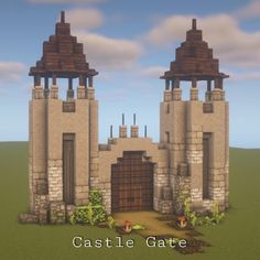 an image of a castle gate in minecraft with the words castle gate on it