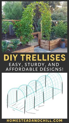 the instructions for how to build an outdoor garden trelliss and planter boxes