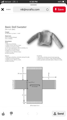 the instructions for how to make an origami doll's sweater from paper