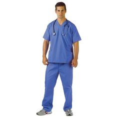 Look like you are ready to scrub in for surgery and save some lives! This costume includes a traditional, short-sleeved, blue, v-neck shirt and matching pants. Care Instructions: Hand wash cold water with mild soap. Tumble dry low. For best results hang or lay flat to dry. Scrubs Costume, Mens Doctor, 50's Costume, Hospital Scrubs, Doctor Scrubs, Doctor Dress, Doctor Costume, Doctor Outfit, Plus Size Costumes