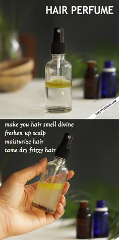 NATURAL HAIR PERFUME Hair Perfume Diy, Essential Oil Perfumes Recipes, Dry Frizzy Hair, Perfume Recipes, Pasta Dental, Diy Perfume, Diy Skincare