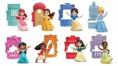 the disney princess figurines are all different colors