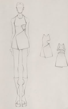 a drawing of a woman's dress and shoes