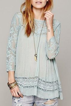 . Couture Mode, Free People Clothing, Moda Vintage, Blouse Online, Lace Blouse, Tunics, Style Me