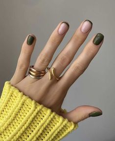 Green Nail, Minimal Nails, Cute Gel Nails, Thanksgiving Nails, Funky Nails, Green Nails