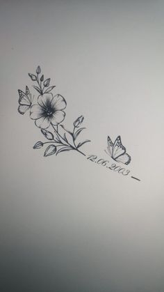 a drawing of flowers and butterflies with the word grandma written in cursive writing