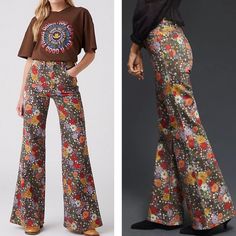 Free People X Wrangler Wanderer Retro Floral Printed High-Rise Flare Jeans - 25x34 Take Your Denim To A Retro Level With These Limited-Edition Free People X Wrangler Wander Floral Printed High-Rise Flare Jeans. Crafted In Durable Stretch Fabric With A Bold Retro Floral Design, Flattering High-Rise Fit, And Flattering Flare Silhouette, These Jeans Are Perfect For Creating Everyday Looks That Stand Out. - Free People - X Wrangler Wanderer - Retro Floral Printed - Highrise Flare Jeans - 25x34 - Nwt Printed Flare Pants, Boho Jeans, Jeans Free People, Floral Denim, Free People Jeans, Retro Floral, Floral Printed, Flare Pants, Everyday Look