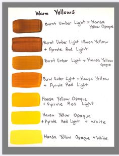 the different shades of yellow and orange are shown in this chart, which shows how to use