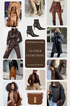 Leather Trend 2024, Fall2024 Fashion, Jacket Leather Outfit, Leather Outfit Ideas, Fall 2023 Fashion Trends, Mom Outfits Fall, 2023 Lookbook, Everything Fall