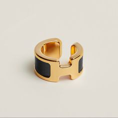 Hermes Olympe Ear Cuff In Noir Box Leather With Gold Hardware. Size Pm, Brand New With Packaging Hermes Ring, Hermes Jewelry, Mens Gold Bracelets, Gold Bracelets, Mens Gold, Dream Jewelry, Girls Best Friend, Gold Hardware, Ear Cuff