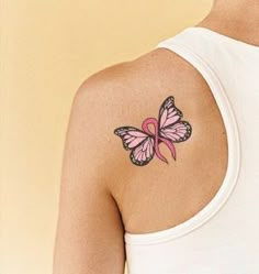 Ribbon Butterfly Tattoo, Purple Ribbon Tattoos, Colorful Butterfly Tattoo, Small Wave Tattoo, Spiritual Tattoo, Tattoo Band, Ribbon Butterfly