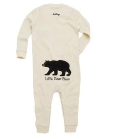 https://Poshinate.com - Sweet little kiddo Black Bear romper with matching knotted hat!  If that weren't Poshinate enough, check out the cute saying on the bum! Family Pjs, Black Bears, Black Bear