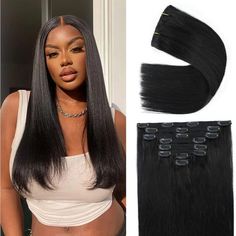 Clip In Hair Extensions Clip In Hair Extensions Real Human Hair 120g Straight Clip Ins 100% Unprocessed Full Head Human Hair Brazilian Remy Human Hair Clip In Hair Extensions 8pcs Double Weft Handmade Per Set With 18clips(14 Inch) (14 Inch, #1b Natural Black) Hair Extensions Black Women, Extensions Black Women, Hair Extensions Black, Clip In Hair Pieces, Blond Ombre, Black Hair Extensions, Real Human Hair Extensions, Human Hair Clip Ins, Remy Human Hair Extensions