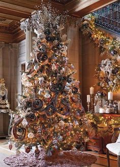 a decorated christmas tree in a living room