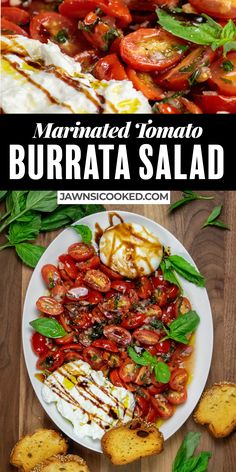 this marinated tomato burrata salad is loaded with fresh mozzarella, tomatoes and basil