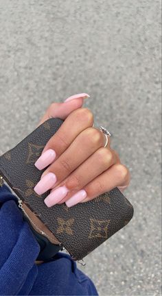 Soft Long Nails, Pink Coffin Gel Nails, Nails Pink Acrylic Coffin, Pink Nail Inspo Acrylic Coffin, Light Pink Nails Coffin Short, Light Pink Nail Designs Coffin, Light Pink Acrylics Almond, Nail Inspo Soft Pink, Milky Pink Coffin Acrylic Nails