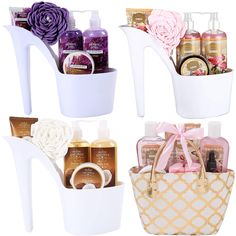 Draizee (Set of 4) Draizee Heel Shoe Spa Gift Set – Rose, Lavender, Coconut Scented Bath Essentials & Refreshing Lovely British Rose Fragrance Gift Basket With Shower Gel, Bubble Bath, Body Butter, Body Lotion & Soft EVA Bath Puff – Luxurious Home Relaxation Gift       LOADED WITH 6 LUXURY SPA ESSENTIALS: Indulge your wife or girlfriend with a gift bag overflowing with high quality bath and body products. Included items are: Shower Gel, Bubble Bath, Body Butter, Bath Salt, Bath Oil, Soap HAVE YO Bath Gift Basket, Spa Gift Set, Rose Lavender, Spa Gift Basket, Bath Gift Set, Lavender Fragrance, Bath Gift, Bath Essentials, Pampering Gifts