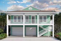 this is an artist's rendering of the two - story house with garages