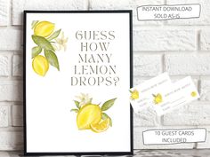 a lemon print with the words guess how many lemon drops? in front of it