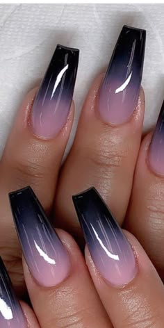 Deco Nails, Black Ombre Nails, Unghie Sfumate, Pink Ombre Nails, Ombre Nail Designs, Nail Designs Glitter