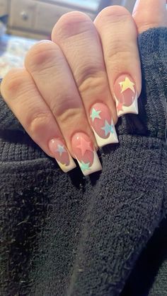 #preppy #lovelife #lovegod Easy Cute Acrylic Nails, Call Me If U Get Lost Nails, Nail Inspo Tyler The Creator, Tyler The Creator Nails Short, 7th Grade Nail Ideas, Frank Ocean Inspired Nails, Nail Inspo For Teens, Fun Nails 2024, Call Me If You Get Lost Nails