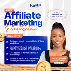 Affiliate Marketing flyer Design Marketing Flyer Design, Marketing Flyers, Affiliate Marketing Course, Marketing Course, Event Flyer, Flyer Template, Master Class, Flyer Design, To The World