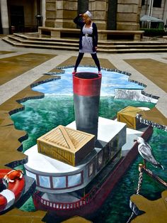 a woman is standing on top of a boat