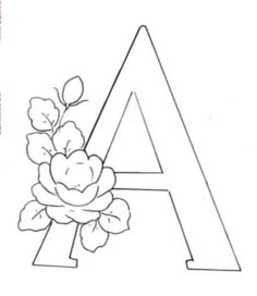 the letter with flowers on it is outlined in black and white coloring book pages for kids