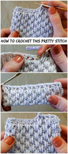 the crochet stitch is being worked on