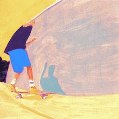 a man riding a skateboard on top of a sandy beach