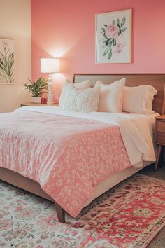 Thinking of adding pink to your bedroom? Explore our 23 stylish pink bedroom ideas for adults. From elegant and sophisticated to quirky and unique, there’s a design to match every taste. Cozy, aqua and, dusty, luxe, glam, bright, bohemian, dark, light, French country, blue and, blush, dusky, modern, vintage, boho, minimalist, preppy, farmhouse, DIY. Silver Paint Walls, Dream Bedroom Ideas, Preppy Farmhouse, Pink Teen Bedrooms, Pink Bedroom Ideas For Adults, Bedroom Ideas For Adults, Light Grey Bedding, Silver Bedding, Beige Desks