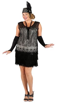 Plus Size Deluxe Black Lace 20's Flapper Costume - Candy Apple Costumes - Deluxe Costumes Plus Size Flapper Dress, Gatsby Outfit, Apple Costume, Charleston Dress, 20s Flapper, Flapper Costume, Plus Size Costumes, Dress Plus Size, Flapper Style