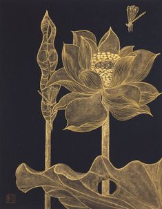 a drawing of a yellow flower on a black background