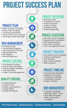 the project success plan is shown in blue and green