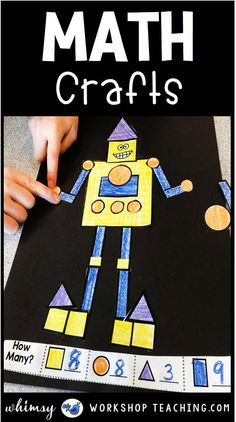 an image of a robot craft with the words math crafts written in front of it