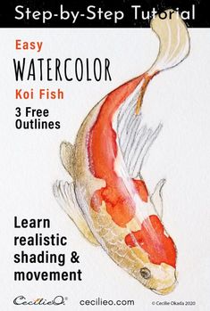 an easy step - by - step watercolor koi fish drawing lesson for beginners