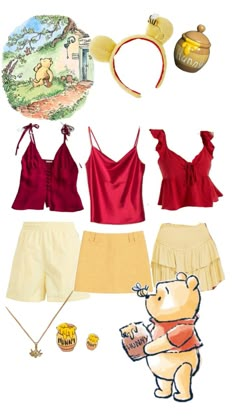 winnie the pooh costume is shown with accessories