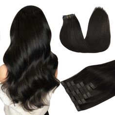 PRICES MAY VARY. New Seamless Silicone Wefts for Ultimate Comfort: The upgraded clip-ins use PU wefts for a seamless, lightweight fit. Made from 100% Remy hair, they’re soft, thick and no dryness and knots. Style and dye below 390℉. With good care, they last 3-4 months 7 Layers Soft Invisi Edge Strips to Hold the Hair - No Stiff & No Pleated: The Invisi Edge clip-ins use 7-layer PU glue bonding for a lightweight, shed-free experience. The soft PU weft resists creases, and the transparent glue is Seamless Clip In Hair Extensions, Straight Thick Hair, Thick Hair Extensions, Hair Extensions Straight, Seamless Hair Extensions, Natural Hair Extensions, Edges Hair, Black Hair Extensions, Real Human Hair Extensions