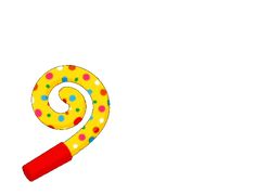 a yellow and red toy with polka dots on it's handle is in the shape of a pinwheel