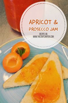 apricot and prosciutto jam on toast with sliced persimmona