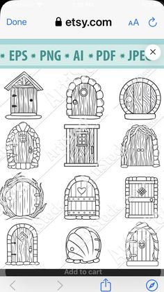 an iphone screen showing the different types of wooden doors and windows, with text that reads eps