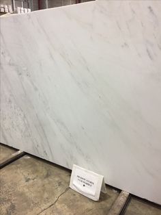 a white marble slab in a warehouse