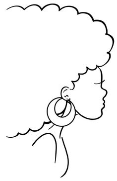 a black and white drawing of a woman's head with her hair blowing in the wind