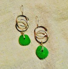 Turquoise Glass Drop Earrings, Sea Glass Dangle Earrings With Ear Wire, Green Recycled Glass Earrings For Beach, Blue Nickel-free Recycled Glass Earrings, Blue Sea Glass Nickel-free Earrings, Green Sea, Sea Glass