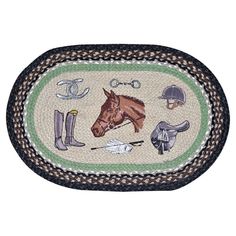 a horse rug with equestrian items on it